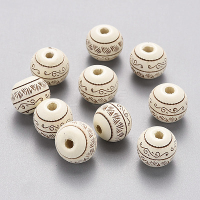 Painted Natural Wood Beads WOOD-N006-02A-04-1
