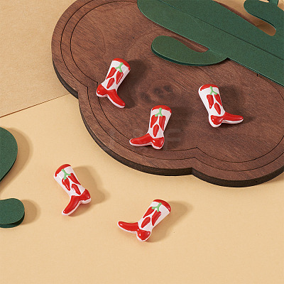 5Pcs Boot Baking Paint Glass Enamel  Beads LAMP-TADJ0001-08E-1