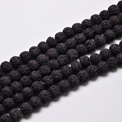 Natural Lava Rock Round Bead Strands G-I124-6mm-10-1