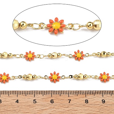 Brass Flower Link Chains KK-D368-04G-B-1