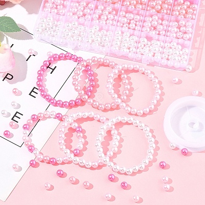 100Pcs 4 Colors Spray Painted ABS Plastic Imitation Pearl Beads OACR-FS0002-09A-1