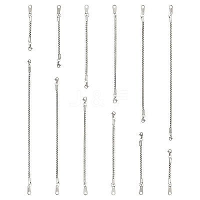 12Pcs 6 Styles 201 Stainless Steel & 304 Stainless Steel Box Chains Chain Extender FIND-UN00028-02-1