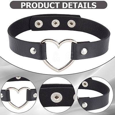 2Pcs 2 Styles Punk Rock Style PU Leather Necklaces NJEW-CL0001-27-1