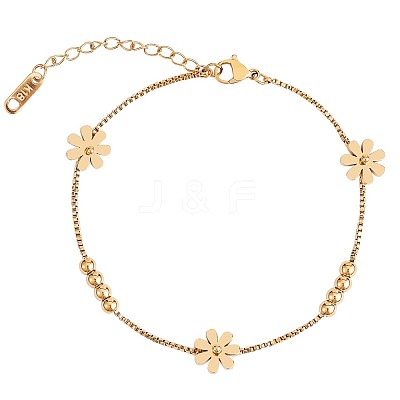 Stainless Steel Daisy Flowers Ankle with Box Chains for Women JA196B-1