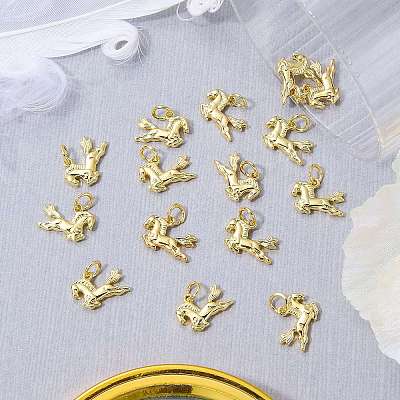 15Pcs Brass Horse Charms KK-SZ0007-45-1