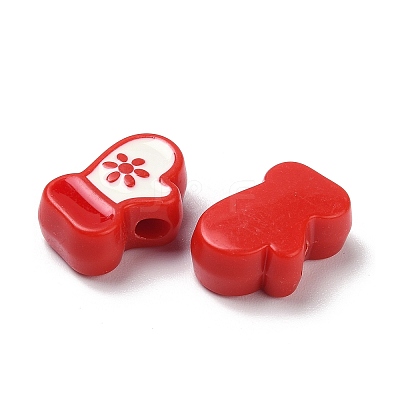 Christmas Decorations Theme Opaque Acrylic Bead with Enamel X-OACR-Z021-01E-1
