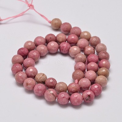 Faceted Natural Rhodonite Round Bead Strands X-G-M289-02-6mm-1