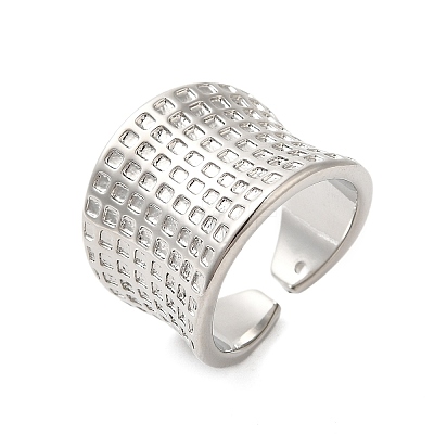 Tartan Brass Wide Open Cuff Rings for Women RJEW-A046-11P-1