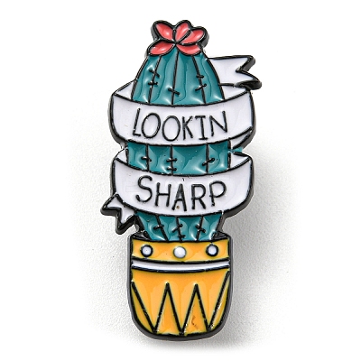 Cactus with Word Look In Sharp Enamel Pins JEWB-Q031-04EB-03-1