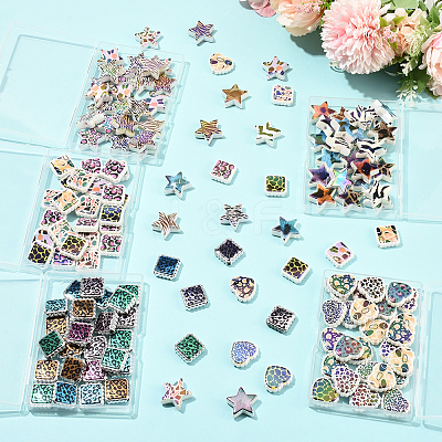 30Pcs UV Plating Printed Opaque Acrylic Beads OACR-FS0002-59-1