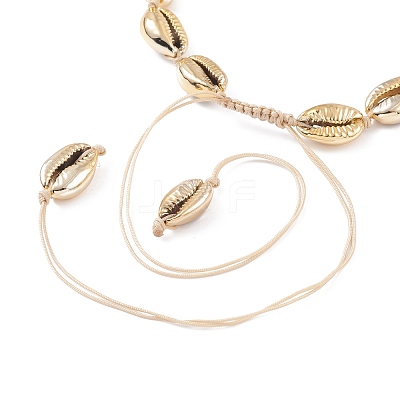 Natural Cowrie Shell Natural Pearl Pendant Necklaces NJEW-JN03745-1