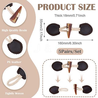 5 Pairs Resin Buttons BUTT-TA0001-48B-1