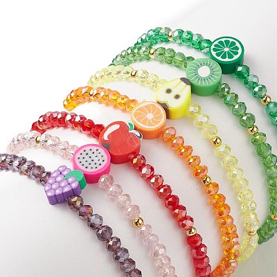 7Pcs 7 Style Glass Beaded Stretch Bracelets Set BJEW-TA00230-1