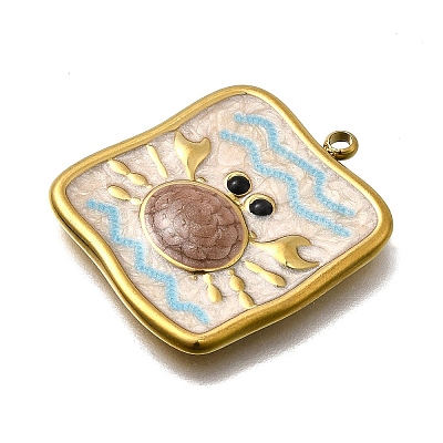 304 Stainless Steel Enamel Pendants STAS-Z163-21G-02-1