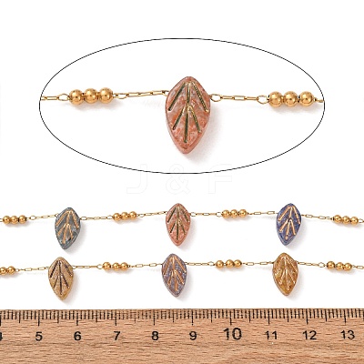 Brass & Handmade Lampwork & Steel Beaded Chain LA-CBA3B44-06G-1