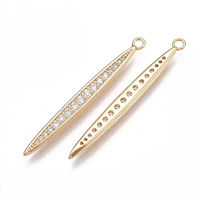 Brass Micro Pave Cubic Zirconia Pendants X-KK-T038-350G-1
