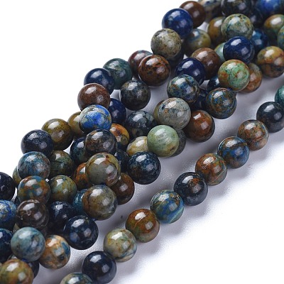 Natural Chrysocolla Beads Strands G-L505-24-6mm-1