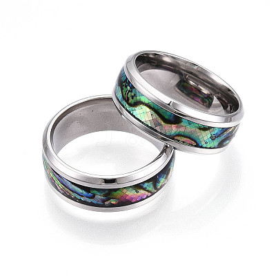 201 Stainless Steel Wide Band Finger Rings RJEW-T005-8-07-1
