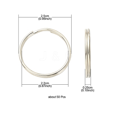 50Pcs Iron Split Key Rings FIND-YW0001-54-1
