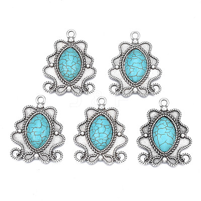 Synthetic Turquoise Pendants Settings for Enamel PALLOY-N157-032-1