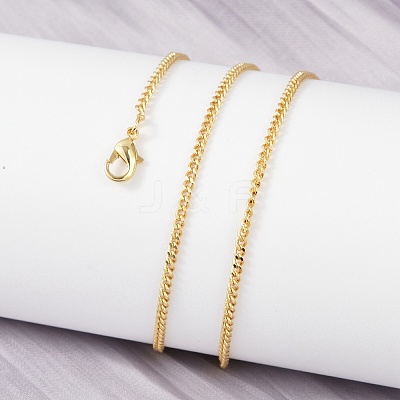 Brass Curb Chain Necklaces NJEW-K123-09G-1
