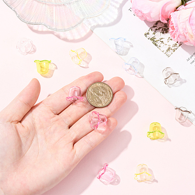 120Pcs 6 Colors Transparent Acrylic Bead Caps TACR-SC0001-51-1