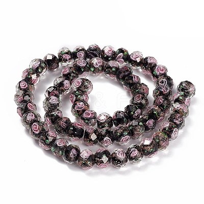 Handmade Gold Sand Lampwork Beads Strands LAMP-R141-10mm-03-1