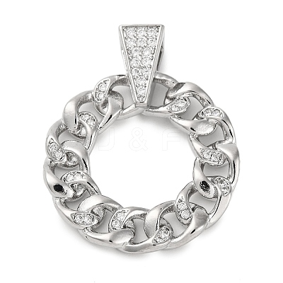 Rack Plating Brass Micro Pave Cubic Zirconia Pendants KK-M021-08P-1