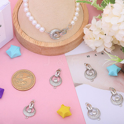  6Pcs Brass Fold Over Clasp with Crystal Rhinestone KK-CA0002-69B-1