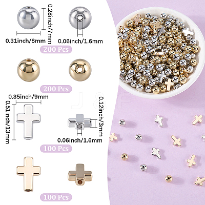 600Pcs 4 Styles CCB Plastic Beads CCB-SP0001-15-1