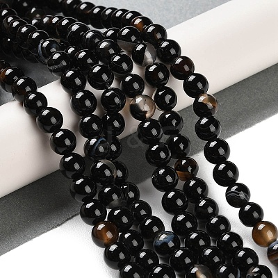 Natural Striped Agate/Banded Agate Beads Strands G-Z060-A01-A08-1