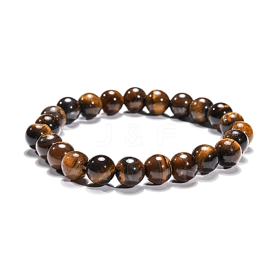 Natural Tiger Eye Beaded Stretch Bracelets B072-7-1