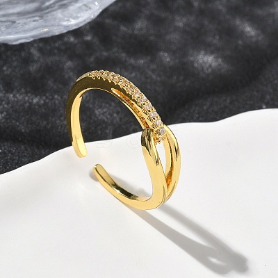 Brass Micro Pave Cubic Zirconia Finger Rings RJEW-H258-07G-1