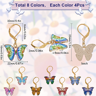 Alloy Enamel Butterfly Pendant Decoratoins HJEW-SC00042-1