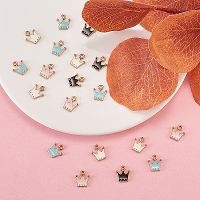 Light Gold Plated Alloy Enamel Charms ENAM-CJ0001-09-1