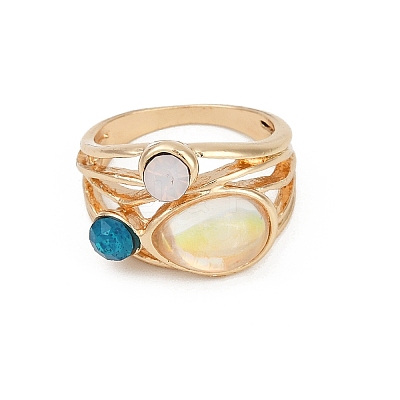 Alloy Multi-Moonstone Finger Rings for Women FS-WG1D73B-02-1