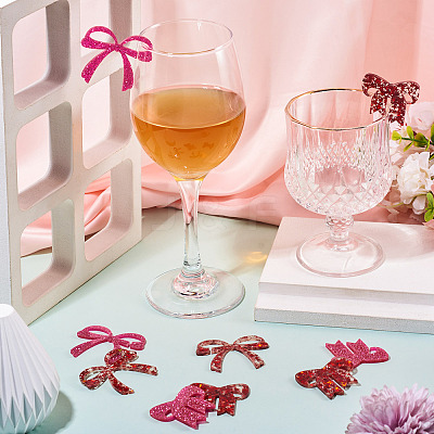 24Pcs 4 Colors Acrylic Wine Glass Charms AJEW-TA0002-87-1