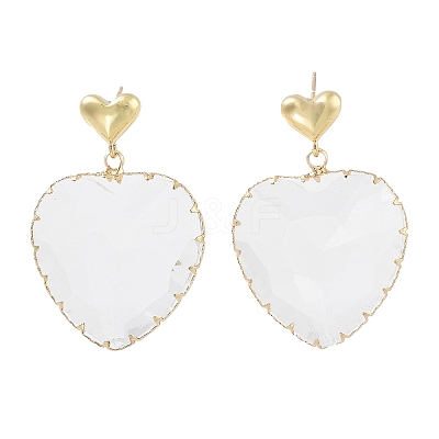 Glass Heart Dangle Stud Earrings EJEW-Q800-17A-KCG-1