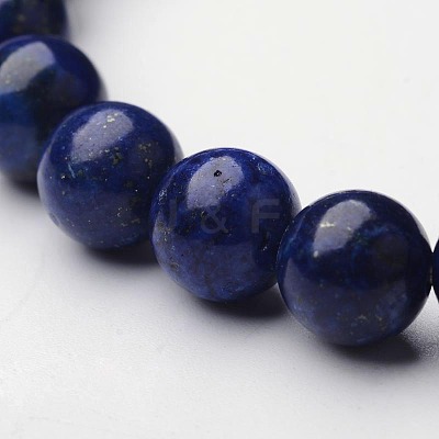 Natural Lapis Lazuli Round Beaded Stretch Bracelet BJEW-F203-06-1