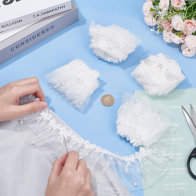 4 Bags 4 Styles Polyester Embroidery Lace Ribbons OCOR-MA0001-01-1