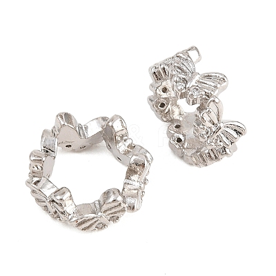 Butterfly Brass Clear Cubic Zirconia European Beads KK-B186-09M-1