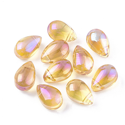 Electroplate Glass Charms EGLA-T014-04C-1