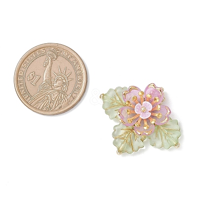 Brass Glass Seed Beaded Flower Pendants PALLOY-MZ01118-03-1