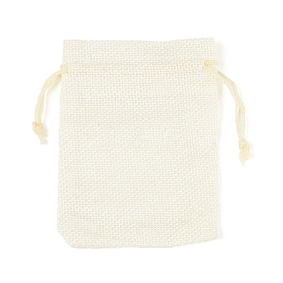 Polyester Imitation Burlap Packing Pouches Drawstring Bags ABAG-R005-9x12-13-1