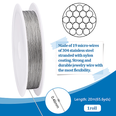 Tiger Tail Wire 304 Stainless Steel Beading Wire TWIR-WH0002-24B-1