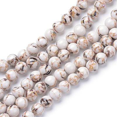 Assembled Synthetic Turquoise and Shell Beads Strands G-S212-4mm-02-1