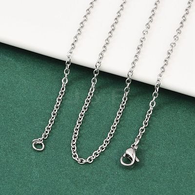 Non-Tarnish Classic Plain 304 Stainless Steel Mens Womens Cable Chain Necklace Making STAS-P045-01P-A-1