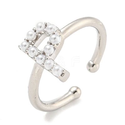 Rack Plating Brass Open Cuff Rings for Women RJEW-F162-01P-P-1