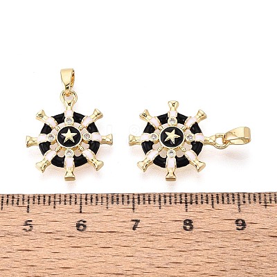 Brass Micro Pave Clear Cubic Zirconia and Enamel Pendants KK-T075-91A-G-1