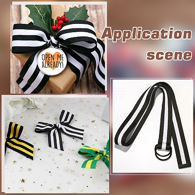 Polyester Stripe Ribbons SRIB-WH0011-326D-1